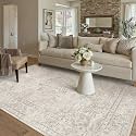 PureCozy Beige 5x7 Area Rug Washable Vintage Carpet Living Room Low Pile