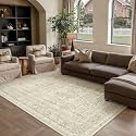 PureCozy Beige Area Rug 5x7 Vintage Traditional Distressed