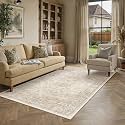 PureCozy Beige Area Rug 5x8 Vintage Oriental Distressed