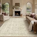 PureCozy Beige Area Rug 6x9 Vintage Traditional Distressed