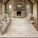 PureCozy Beige Area Rug 8x10 Vintage Oriental Distressed
