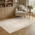 PureCozy Beige Small Area Rug 3x4 Vintage Oriental Distressed
