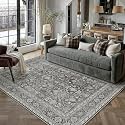 PureCozy Black Area Rug 5x7 Vintage Traditional Distressed