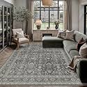 PureCozy Black Area Rug 9x12 Vintage Traditional Distressed