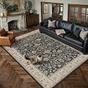 PureCozy Black Beige Area Rug 6x9 Vintage Floral Distressed