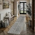 PureCozy Black Runner Rug 2x10 Vintage Traditional Distressed