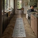 PureCozy Black Runner Rug 2x6 Vintage Traditional Distressed