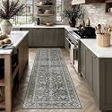 PureCozy Black Runner Rug 2x8 Vintage Traditional Distressed