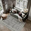 PureCozy Black Small Area Rug 3x5 Vintage Traditional Distressed