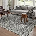 PureCozy Black Small Area Rug 4x6 Vintage Traditional Distressed