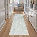 PureCozy Blue 2.6x6 Runner Rug Washable Hallway Non Slip Kitchen Vintage