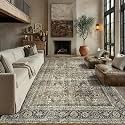 PureCozy Brown Area Rug 10x14 Vintage Traditional Distressed