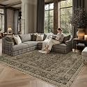 PureCozy Brown Area Rug 5x7 Vintage Oriental Distressed