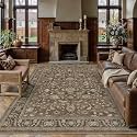 PureCozy Brown Area Rug 8x10 Vintage Floral Distressed