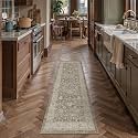 PureCozy Brown Gray Runner Rug 2x6 Vintage Floral Distressed