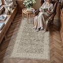 PureCozy Brown Gray Small Area Rug 4x6 Vintage Floral Distressed