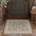 PureCozy Brown Gray Small Entryway Rug 2x3 Vintage Floral Distressed
