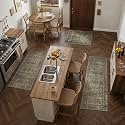 PureCozy Brown Kitchen Rug Set 3 Piece 2x3+2x4+2x5 Vintage Distressed