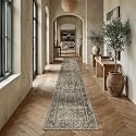 PureCozy Brown Runner Rug 2.6x12 Vintage Traditional Distressed