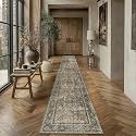 PureCozy Brown Runner Rug 2.6x18 Vintage Traditional Distressed