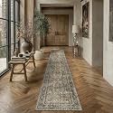 PureCozy Brown Runner Rug 2x12 Vintage Traditional Distressed