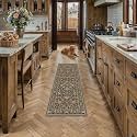 PureCozy Brown Runner Rug 2x8 Vintage Floral Distressed