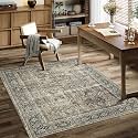 PureCozy Brown Small Area Rug 4x5 Vintage Traditional Distressed