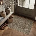 PureCozy Brown Small Entryway Rug 2x3 Vintage Oriental Distressed