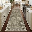 PureCozy Light Brown Runner Rug 2x8 Vintage Traditional Distressed