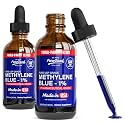 PureGood Glass 2 Pack Pharmaceutical-Grade Methylene Blue 1% Solution (60 mL), USP-Grade, Third-Party Tested, Formaldehyde & Alcohol-Free, Methylene Blue for Humans in Amber Dropper Bottles