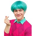 PUREHAIR Short Green Fluffy Cosplay Wig for Men with Full Bangs - Anime Cosplay Wigs for Mens Halloween Costume Party (Green)