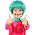 PUREHAIR Kids Short Green Wig with Tattoos for Boys Costume