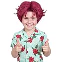 PUREHAIR Kids Short Hot Pink Wig with Tattoos for Boys Costume