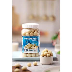 pureheart natural macadamia 333 gm premium australian macadamia nuts rich in antioxidants - whole exotic and crunchy dry fruits ideal snacks - reusable jar