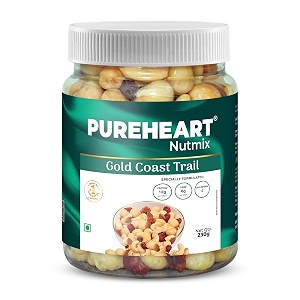 pureheart nutmix gold coast trail premium trail mix with 40 macadamia cashew almonds cranberry amp fig high protein healthy snack 230 gm