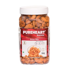 pureheart nutmix ibiza mix 333g premium macadamia 40 cashew peeled almond roasted nuts l high protein snack - reusable jar