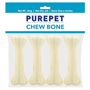 purepet dog treat chew bones 106cm 10g pack of 4 pieces bones  active behaviour  oral health training and behaviour  helps controls tartar build up and keeps plaque away  all breed formula