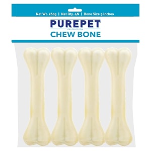 purepet dog treat chew bones 127cm 260g pack of 4 pieces bones  active behaviour  oral health training and behaviour  helps controls tartar build up and keeps plaque away  all breed formula