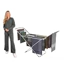 Stainless Steel Foldable Cloth Dryer Stand Double Rack Cloth Stands for Drying Clothes Foldable Wings Steel (SS Square Pipe Stand)