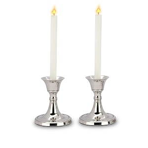 purestory candle holder  candle holders for home decoration  heat resistance with aesthetic appeal  best for gifting amp diwali decoration  silver metal candle stand  size - 35 inch  pack of 2