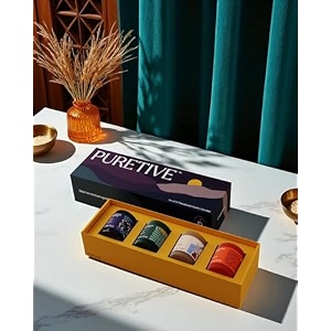 puretive serene collection  4 mini scented candles gift set  scented candles for home decor  rakhi gift for sister brother friends amp family  aromatherapy gift set