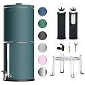 Purewell 3-Stage 0.01μm Ultra-Filtration Gravity Water Filter System, 304 Stainless Steel Countertop System with 2 Filters, Metal Water Level Spigot and Stand, Reduce 99% Chlorine, 2.25G, PW-OB-K