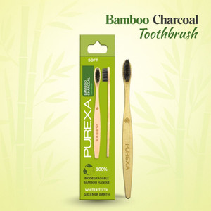purexa bamboo charcoal toothbrush soft brush with charcoal infused bristles soft toothbrush