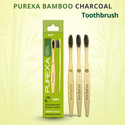 PUREXA Bamboo Charcoal Toothbrush, Soft brush - (Pack of 3), With Charcoal Infused BPA free Grade 4 Nylon Soft Bristles Soft Toothbrush (Pack of 3)