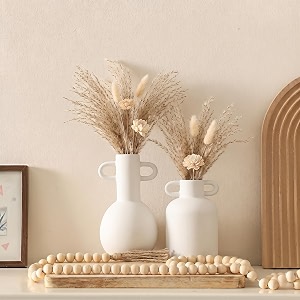 PUREZENTO White Ceramic Nordic Bottle Vase -