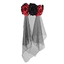 PURFUN Halloween Gothic Flower Garland with Black Veil Hairband Cosplay Headpiece Costume Headwear Accessory