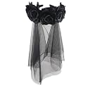 PURFUN Halloween Gothic Flower Garland with Black Veil Hairband Cosplay Headpiece Costume Headwear Accessory