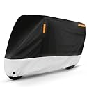 Puroma Motorcycle Cover, XX-Large Waterproof Motorbike Cover Outdoor Indoor Scooter Shelter Protection with 4 Reflective Strips for Harley Davidson, Honda, Suzuki, Kawasaki, Yamaha (Black & Silver)