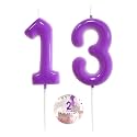 Purple Birthday Number 13 Candles Happy Birthday Cake Topper Number Candles for Birthday Party Decorations Wedding Anniversary Celebration Party Supplies
