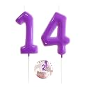 Purple Birthday Number 14 Candles Happy Birthday Cake Topper Number Candles for Birthday Party Decorations Wedding Anniversary Celebration Party Supplies